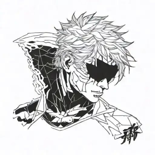 A Minimalist Portrait Of Toji Fushiguro Jujutsu Kaisen Intricate Blackwork Details
