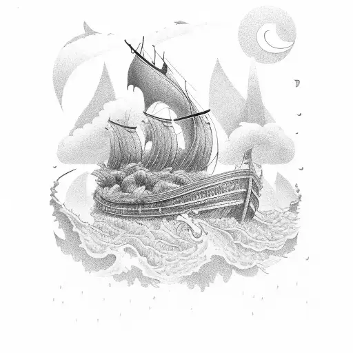 Noahs Ark In Stormy Water