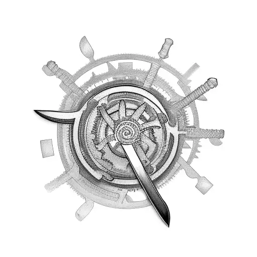 A Sword Engulfed In Gears And Cogs