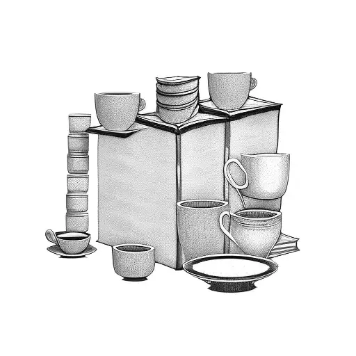 A Stack Of Books With Coffee Cups As The Pages