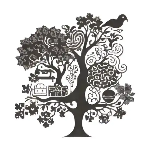 A Family Tree Made Up Of Puzzle Pieces And Food Items