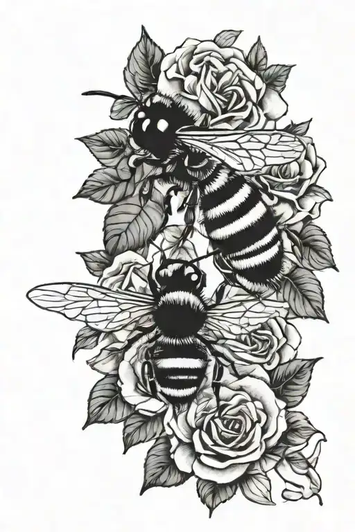 Bee And Roses