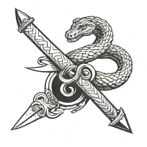 Straight Sword With Snake Wrapped Round