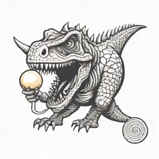 Dinosaur Holding A Lollipop