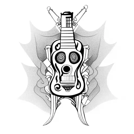 Mexican Skeleton Playing A Guitar