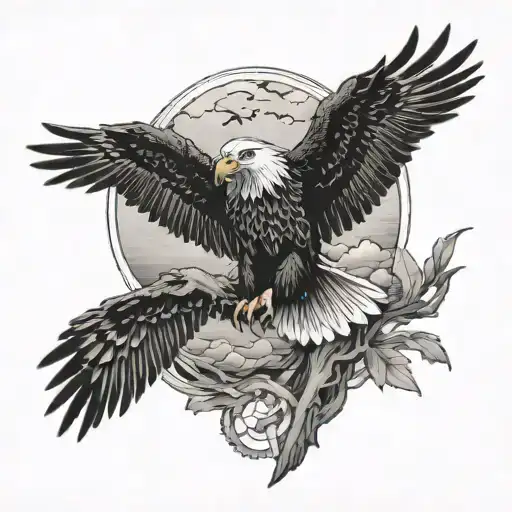 A Hauntingly Beautiful Scene Of An Eagle Carrying A Lost Loved One To The Heavens