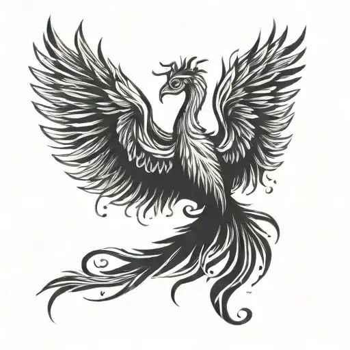 A Minimalist Tattoo Of A Dancing Phoenix Rising Phoenix Wings Spread