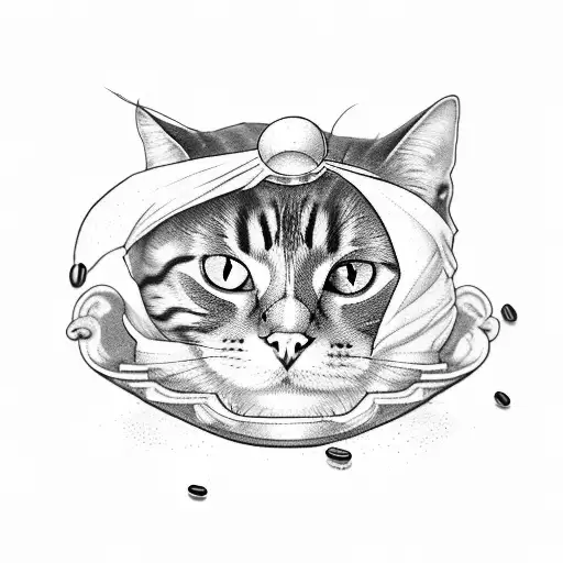 A Cat Sitting On A Pile Of Coffee Beans