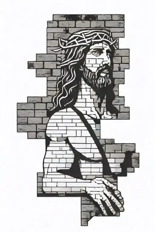 Brick Wall And Jesus Christ