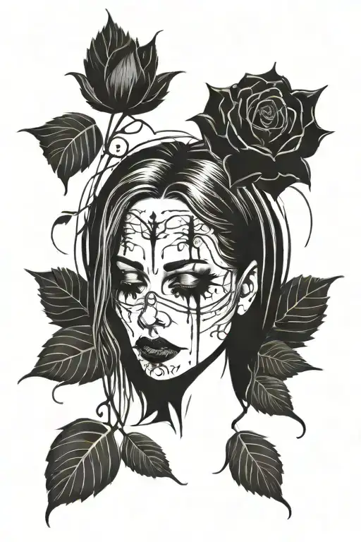 Weeping Gothic Woman Face