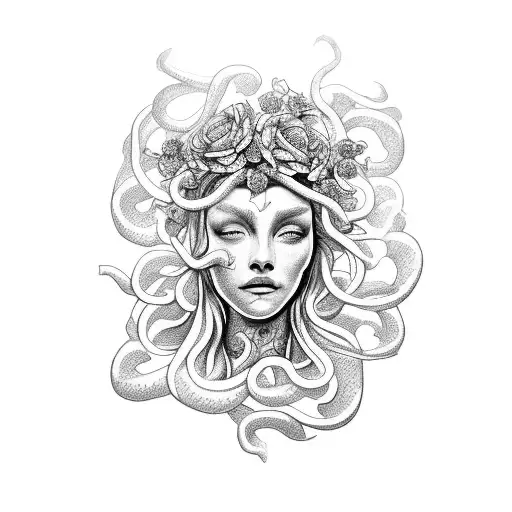 Medusa With A Floral Crown