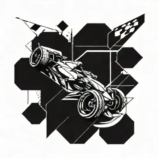 Abstract Geometric Design Incorporating Elements Of Cars And Racing