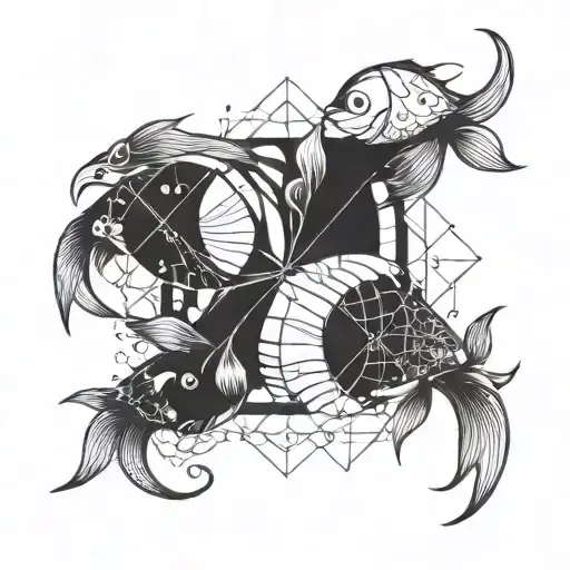 Incorporate The Pisces And Aires Symbols Into A Geometric And Abstract Tattoo Design
