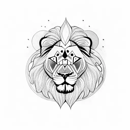 Lion With Third Eye On Forehead With Full Moon In The Background