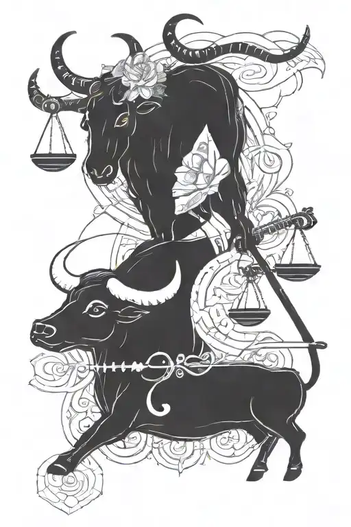 A Fusion Tattoo Design Combining Elements Of Taurus And Libra Zodiac Signs In A Unique Way