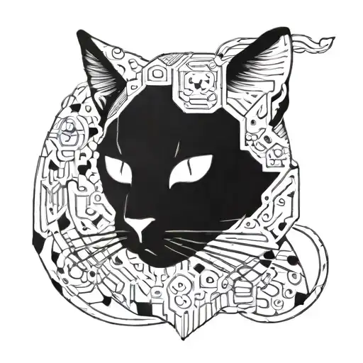 A Futuristic Vigo-inspired Cyborg Cat With Leo Constellation Patterns Integrated Into Its Design
