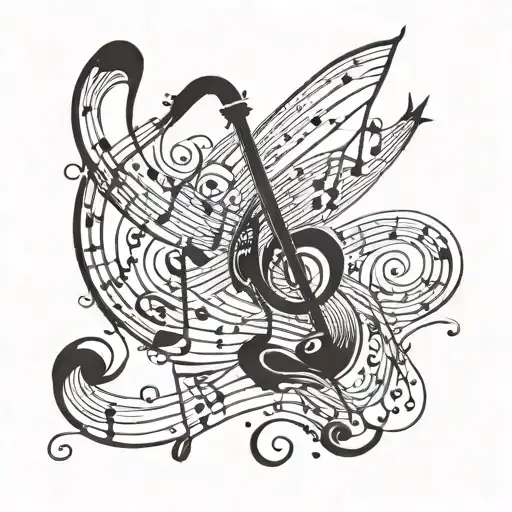 A Tattoo Design Combining Music Notes And Taylor Swift Lyrics