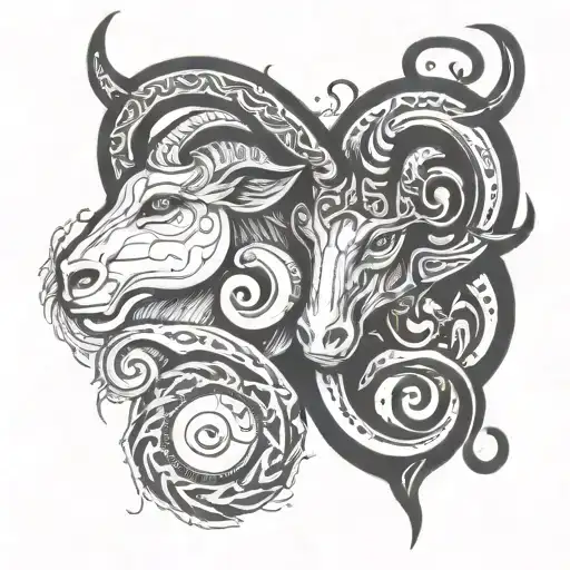 Fusion Of The Capricorn And Taurus Symbols Depicting Love Between Two People