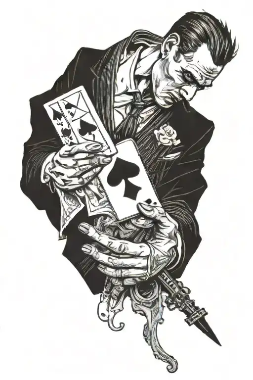 A Man In A Suit Holding An Ace Card And A Key In One Hand