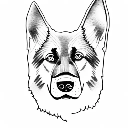 Mountain Scene With A German Sheperd On De Top