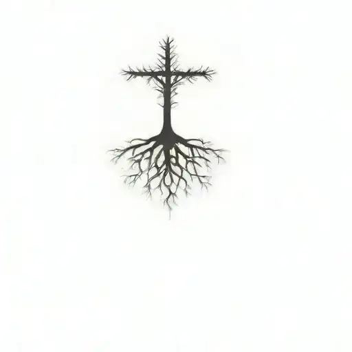 A Cross Tree With Roots Add Shading