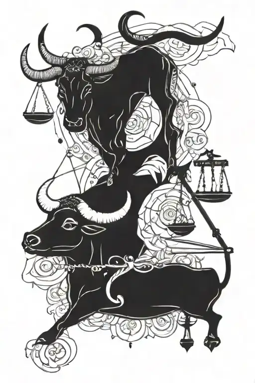 A Fusion Tattoo Design Combining Elements Of Taurus And Libra Zodiac Signs In A Unique Way