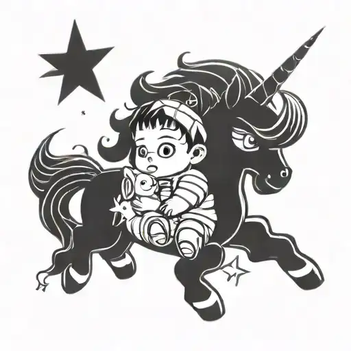 A Fusion Character Of Unicorn And Shinchan As A Cute Baby Boy