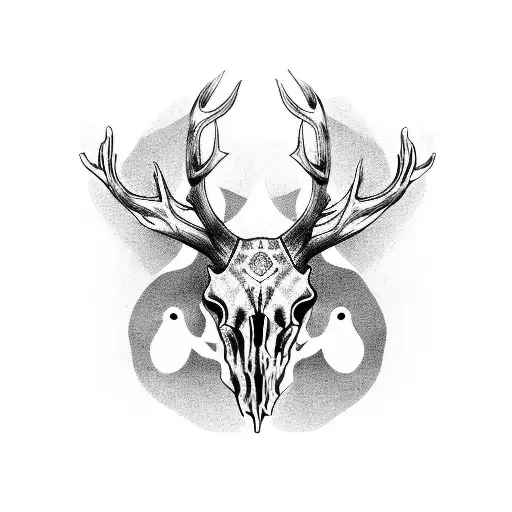 Stag Skull And Owl Head Totem