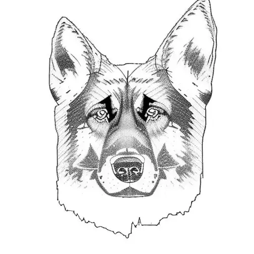 Mountain Scene With A German Sheperd On De Top