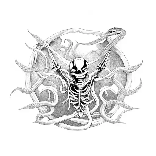Skeleton Dancing With Snakes