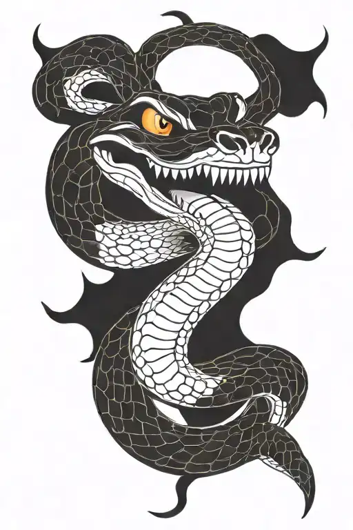 Stretched Snake With Mouth Open