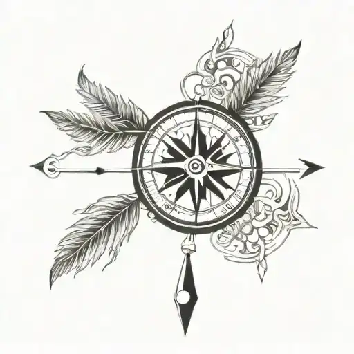 Simple Compass With Fethers