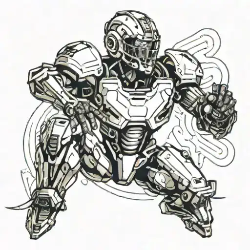 A Futuristic Robotic Football Player In Action Pose