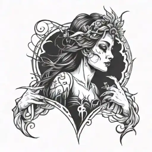 A Mystical Woman With A Broken Heart Symbolizing Overcoming Pain