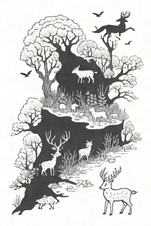 A Whimsical Forest Scene With Woodland Creatures Teaching In A Classroom Setting