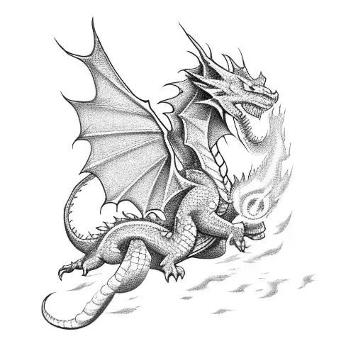 A Pixelated Dragon Breathing Fire Onto A Game Controller