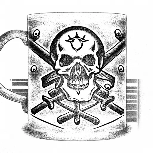 Skull And Crossbones Stencil On Coffee Mug