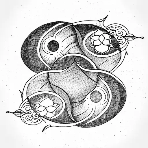 Yin And Yang With Moon And Sun