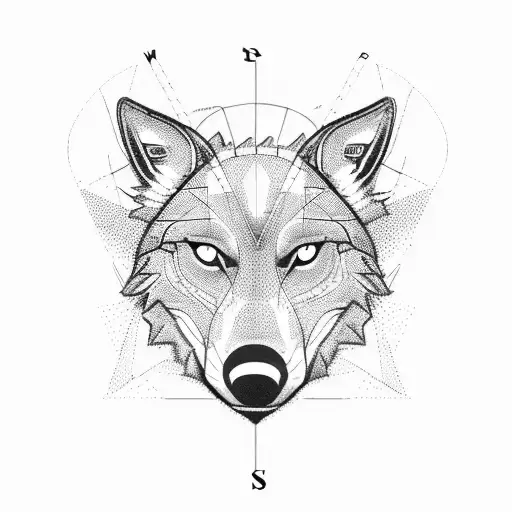 Combine A Compass And Engineering Symbols To Form A Wolf Silhouette