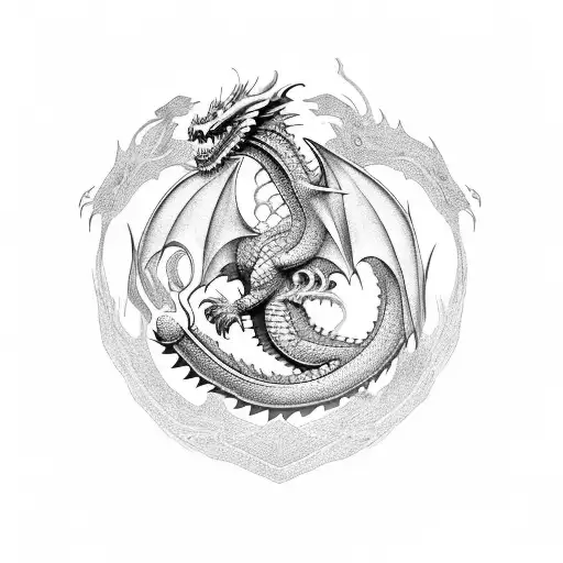 Dragon With Neo Tribal Details