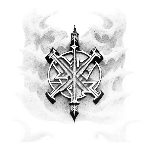 Black Metal Band Logo With A Medieval Castle Silhouette In The Background