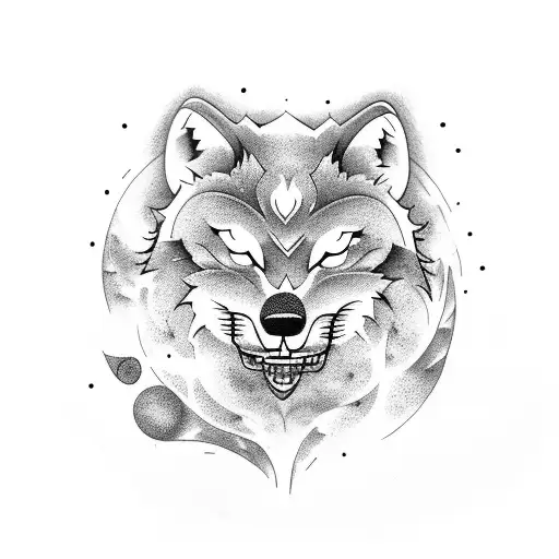 A Fierce Wolf Howling At The Moon In A Dense Forest