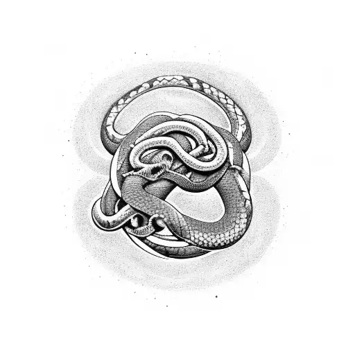 Aphex Twin's Logo Intertwined With A Coiled Snake And Zombie Hands