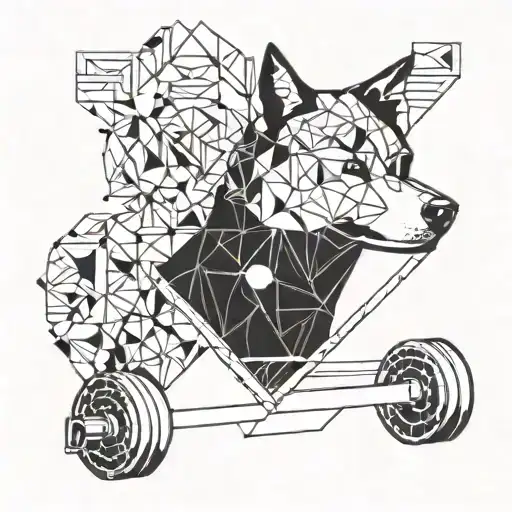 A Geometric Design Incorporating A Husky Silhouette And Gym Equipment