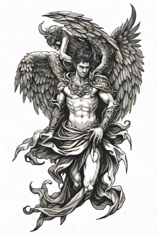 Dark Seraphin Male Angel With Six Wings