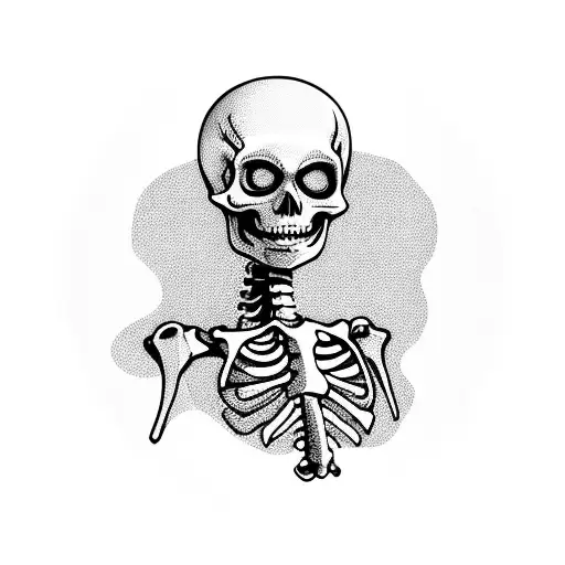 Skeleton Walking With An Old Women