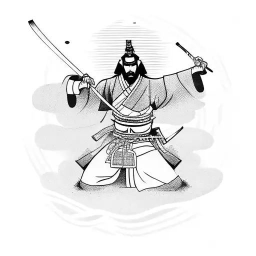 Samurai With Torii Gate Behind Him