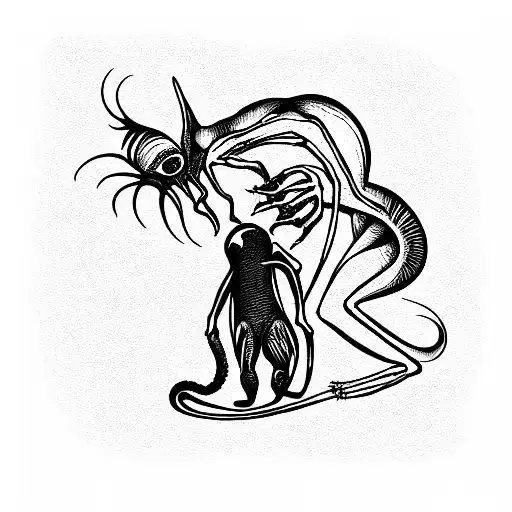 Alien With A Cat In His Arms