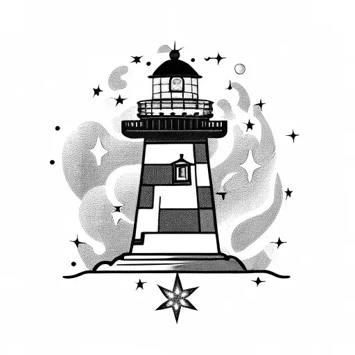 Galaxy With A Lighthouse In The Foreground