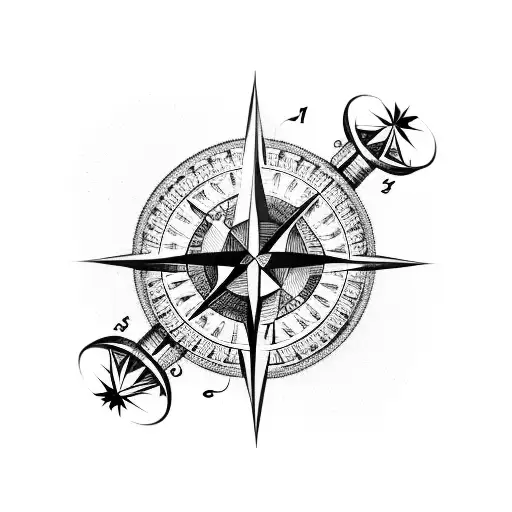 A Compass Surrounded By Musical Notes